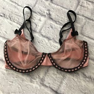 Victoria’s Secret Sheer‎ Pink & Black Bra vintage y2k